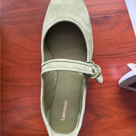 Larroude Verona Ballet Flat In Seaweed Suede - Picture 8 of 14